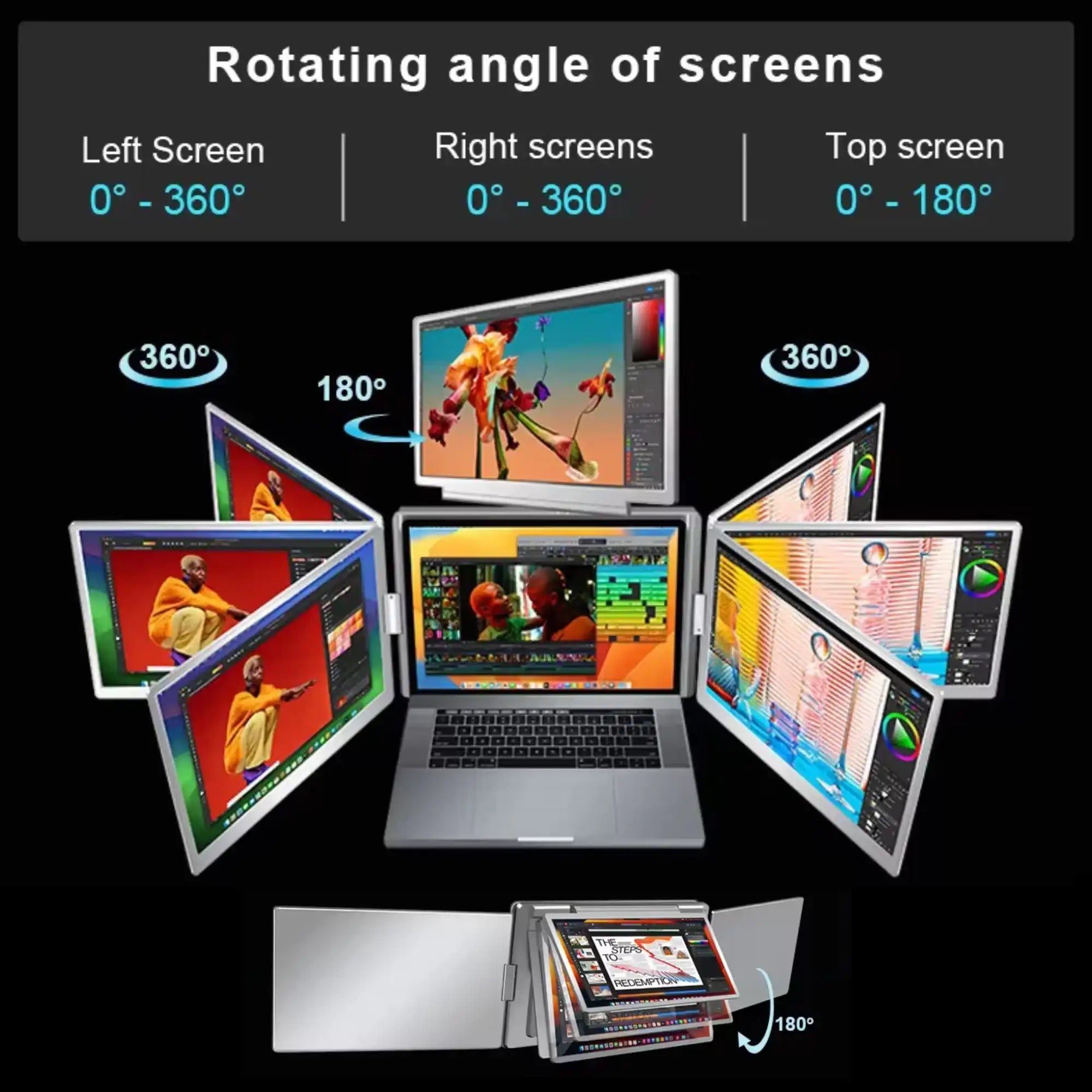 TUTT 16” Quad Screen Extender | Single Cable Setup | 16:10 IPS | Stand-Alone Portable Monitor For Laptop Mac & Windows S788