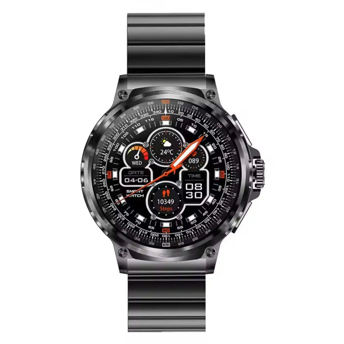 TUTT Military Smartwatch For Men | Metal Case HD 1.85'' Large Round Screen | 710mah Battery Health & Fitness Smart Watch (3) Straps V69