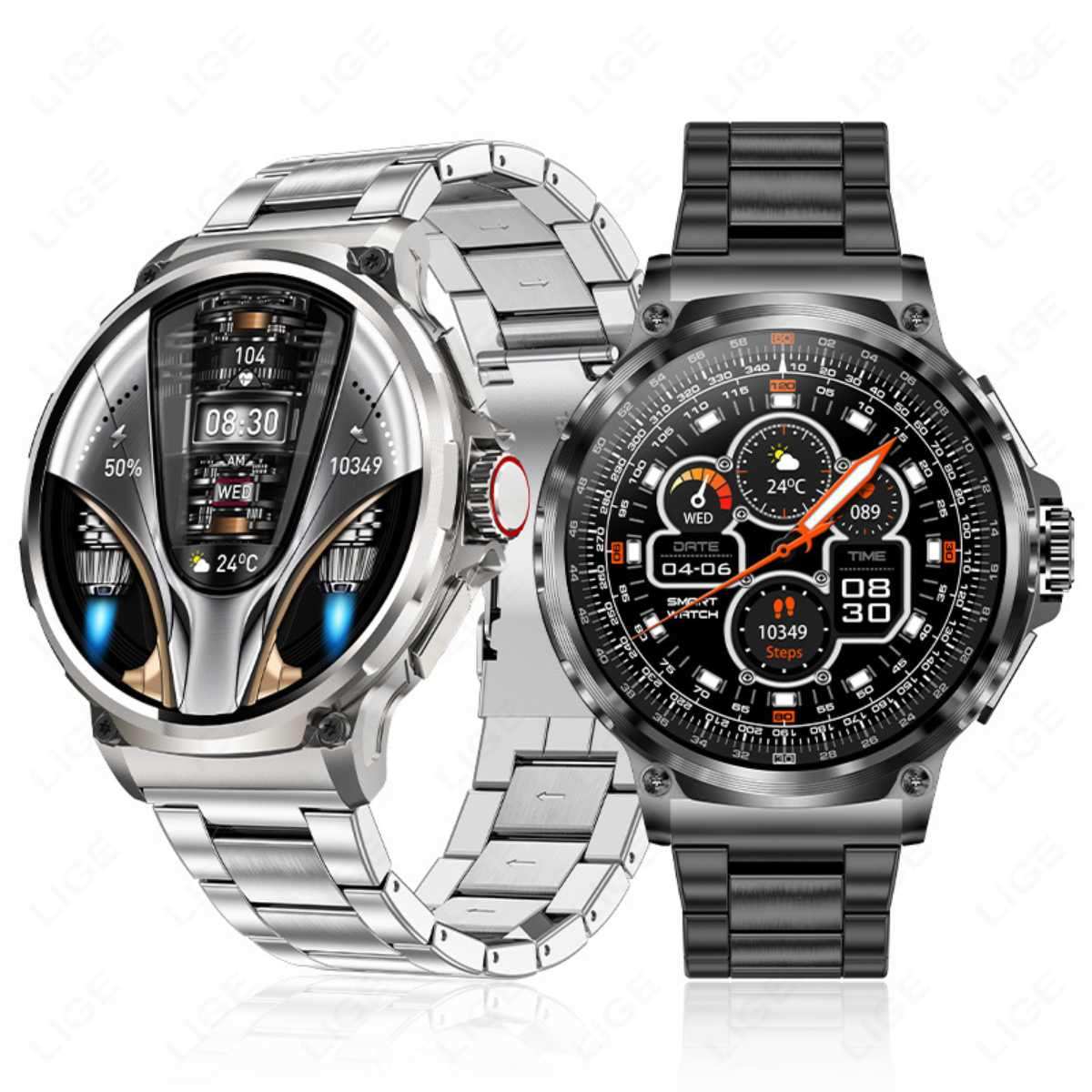 TUTT Military Smartwatch For Men | Metal Case HD 1.85'' Large Round Screen | 710mah Battery Health & Fitness Smart Watch (3) Straps V69
