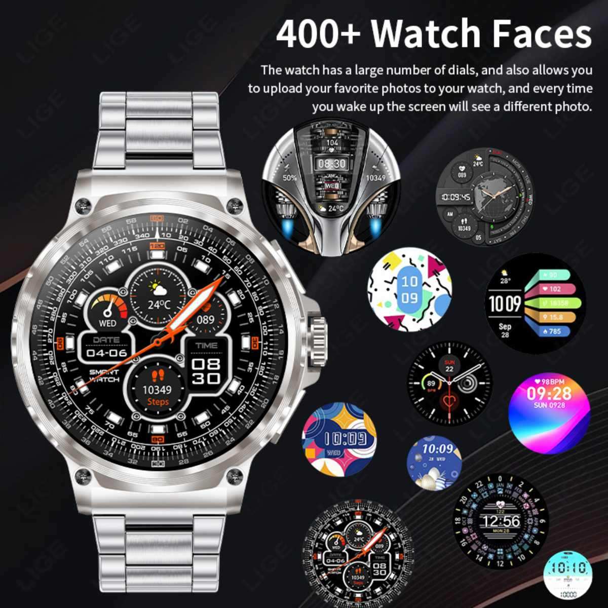 TUTT Military Smartwatch For Men | Metal Case HD 1.85'' Large Round Screen | 710mah Battery Health & Fitness Smart Watch (3) Straps V69