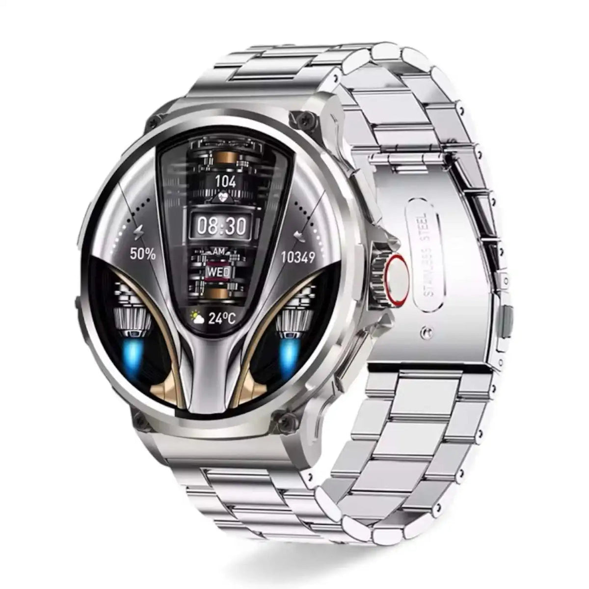 TUTT Military Smartwatch For Men | Metal Case HD 1.85'' Large Round Screen | 710mah Battery Health & Fitness Smart Watch (3) Straps V69