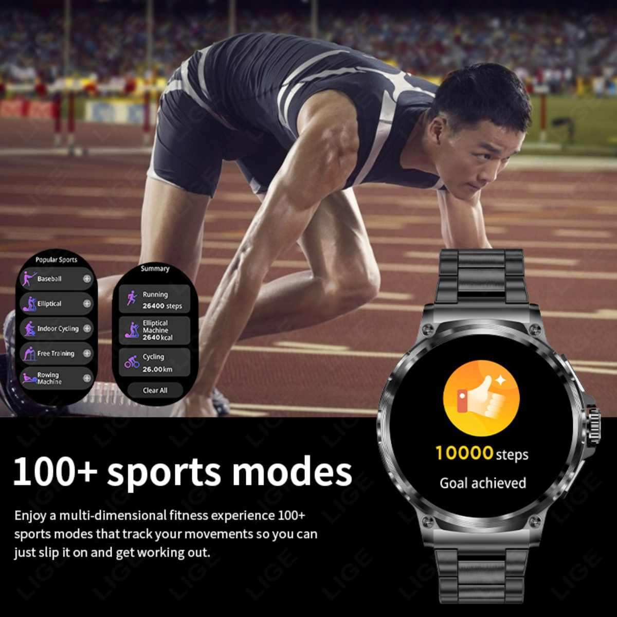 TUTT Military Smartwatch For Men | Metal Case HD 1.85'' Large Round Screen | 710mah Battery Health & Fitness Smart Watch (3) Straps V69
