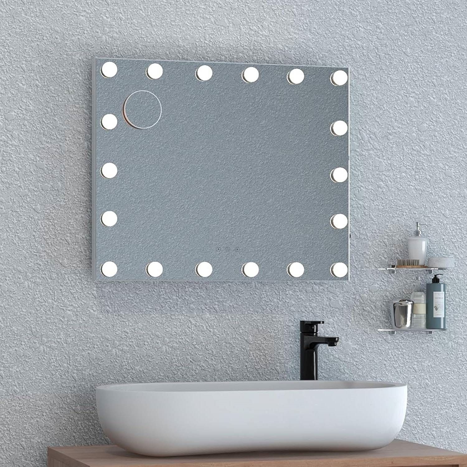 21 x 26 in Bathroom Mirror w/ Dimmable Lights + Removable 3X Magnifying Mirror - Free Shipping