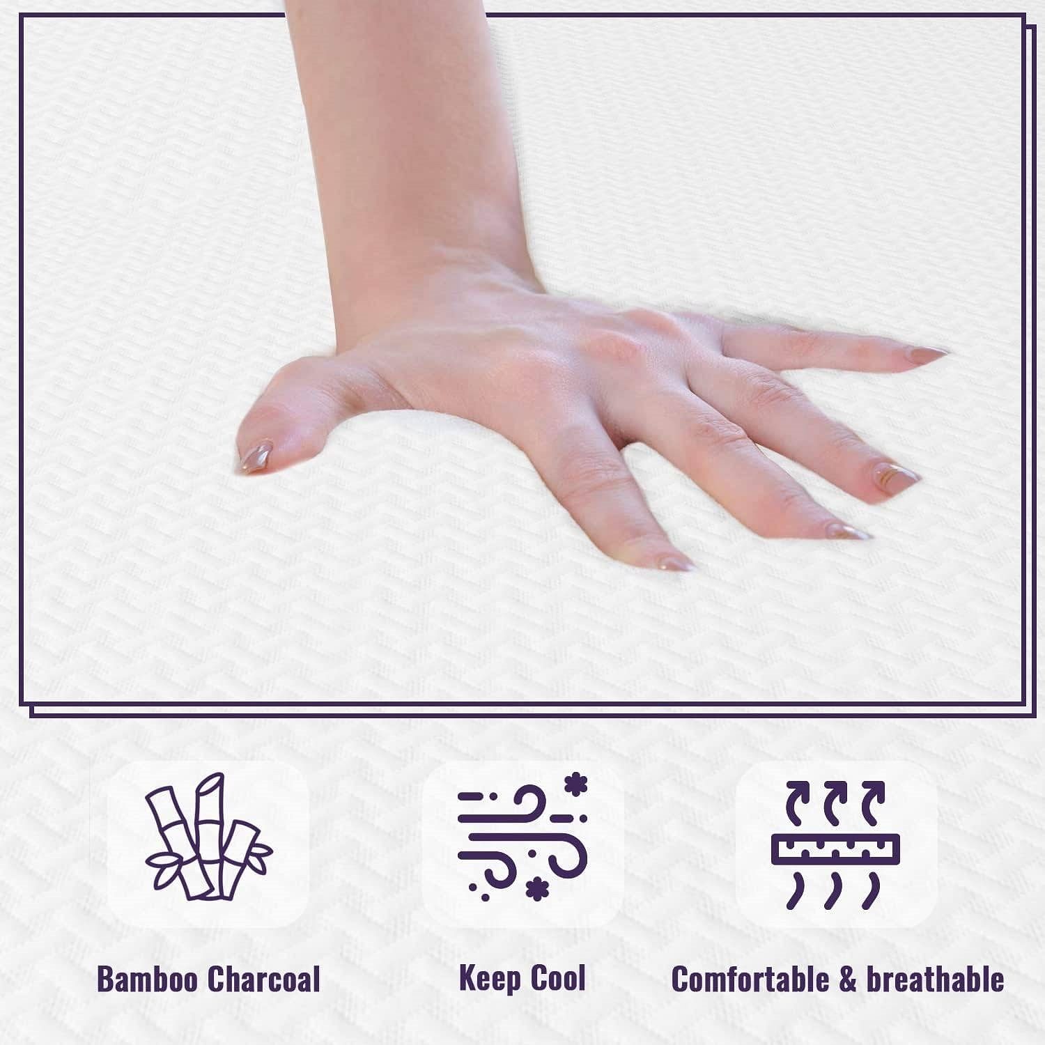 Twin size 10-inch Charcoal Infused Memory Foam Mattress with Removable Cover - Free Shipping