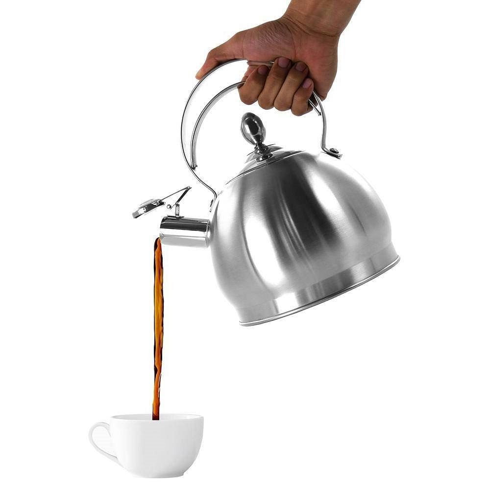 3 Quart Stainless Steel Whistling Teapot Kettle with Flip Spout and Lid - Free Shipping
