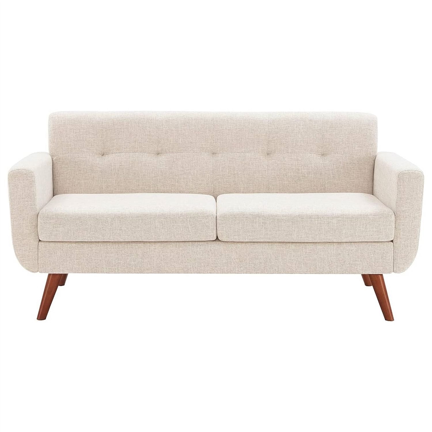 Modern Mid-Century Beige Cotton Polyester Upholstered Sofa Loveseat - Free Shipping