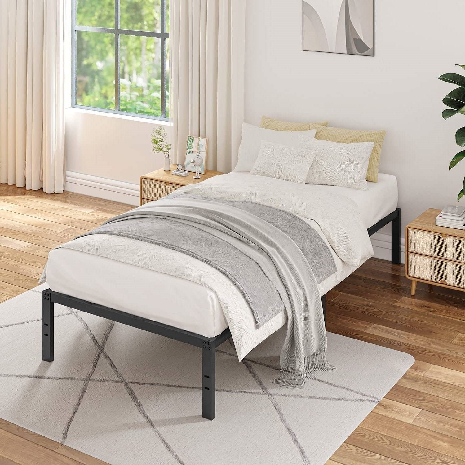 Twin XL 16-inch Heavy Duty Metal Bed Frame with 3,000 lbs Weight Capacity - Free Shipping