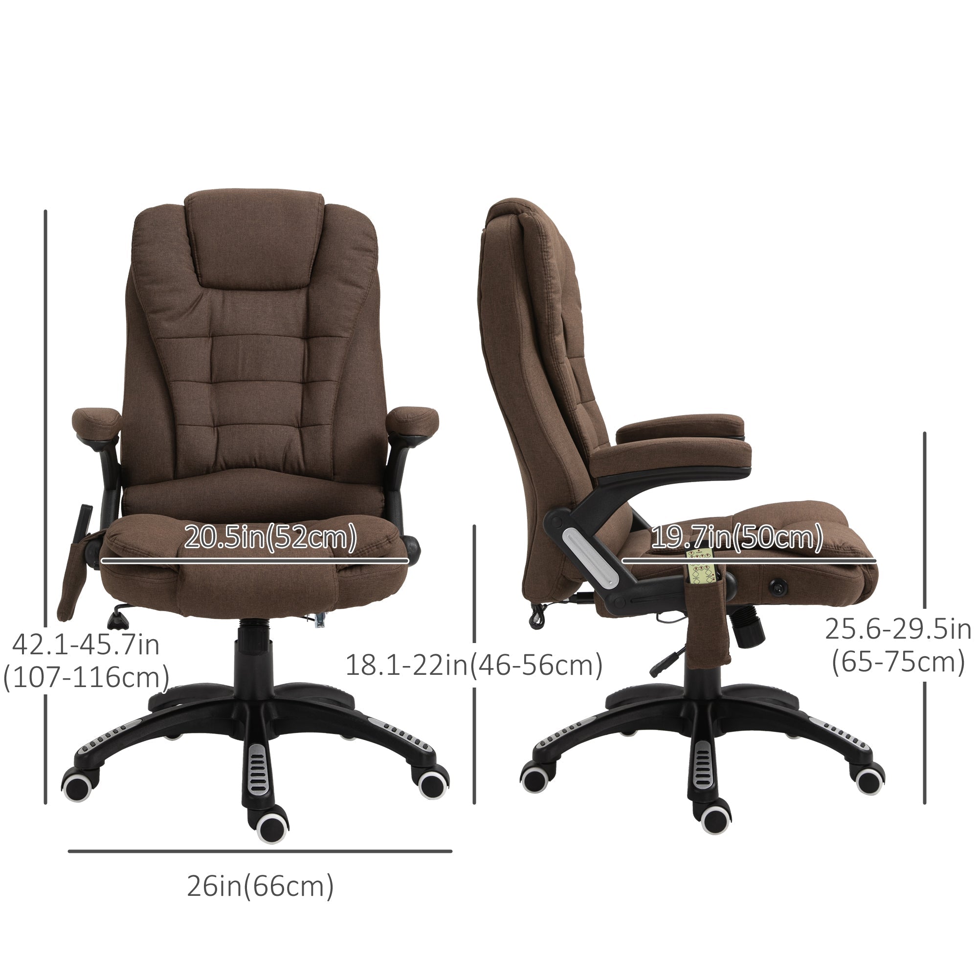 Vinsetto 6-Point Massage Executive Chair: Vibration, Reclining Back & Swivel Wheels, Brown