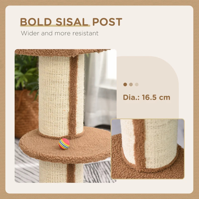 Cat Tree Kitty Tower with Sisal Mat Scratching Post, Cat Bed, Cushion, Perch, 18" x 18" x 36", Brown