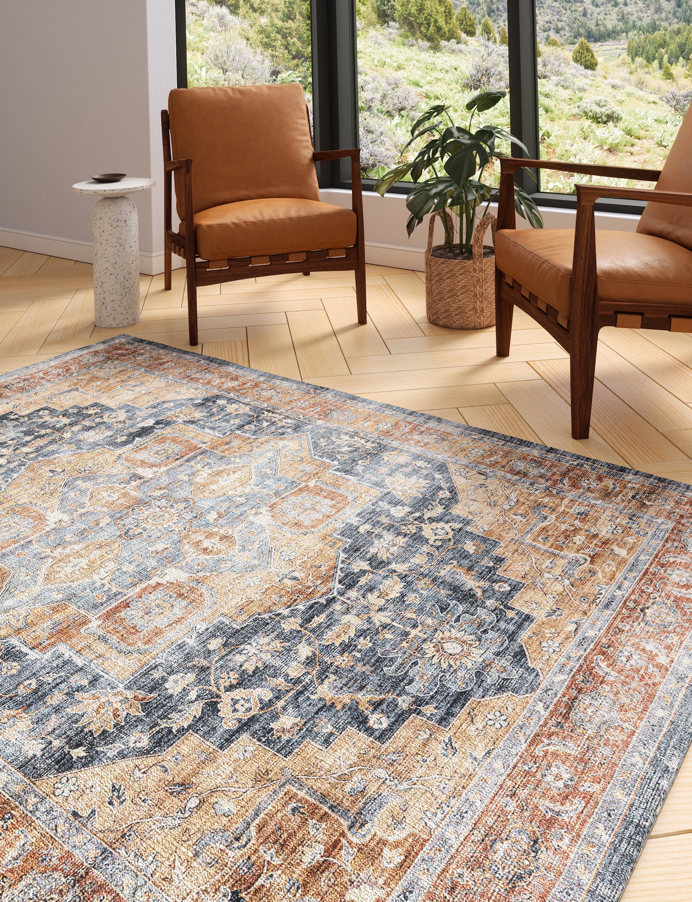 Talia Orange Blue Rug