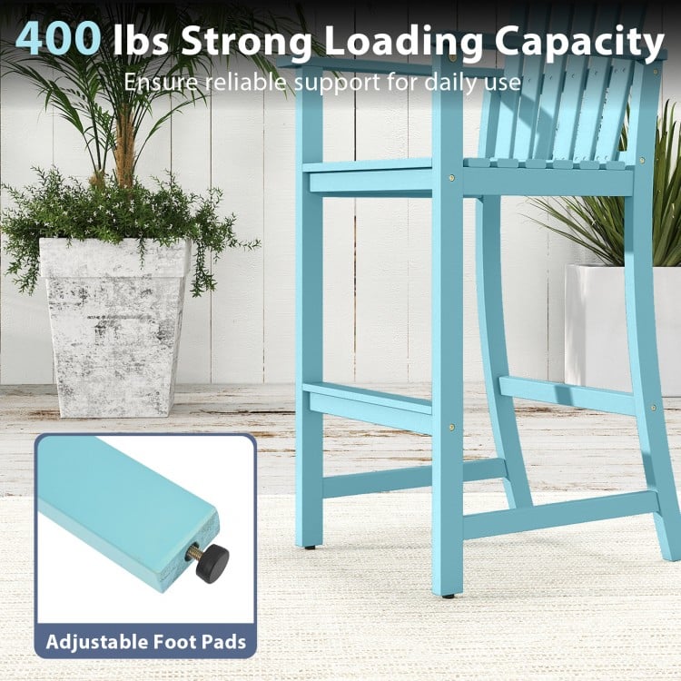 Tall Adirondack Chair with Armrests and Footrest for Deck-Turquoise