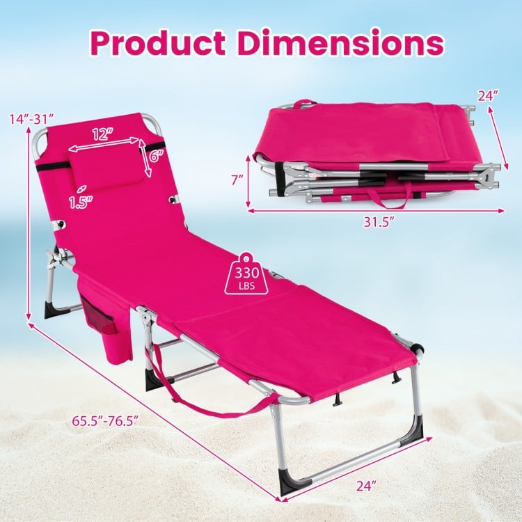 Tanning Chair with Face Arm Holes Portable Sunbathing Chair-Pink Strip