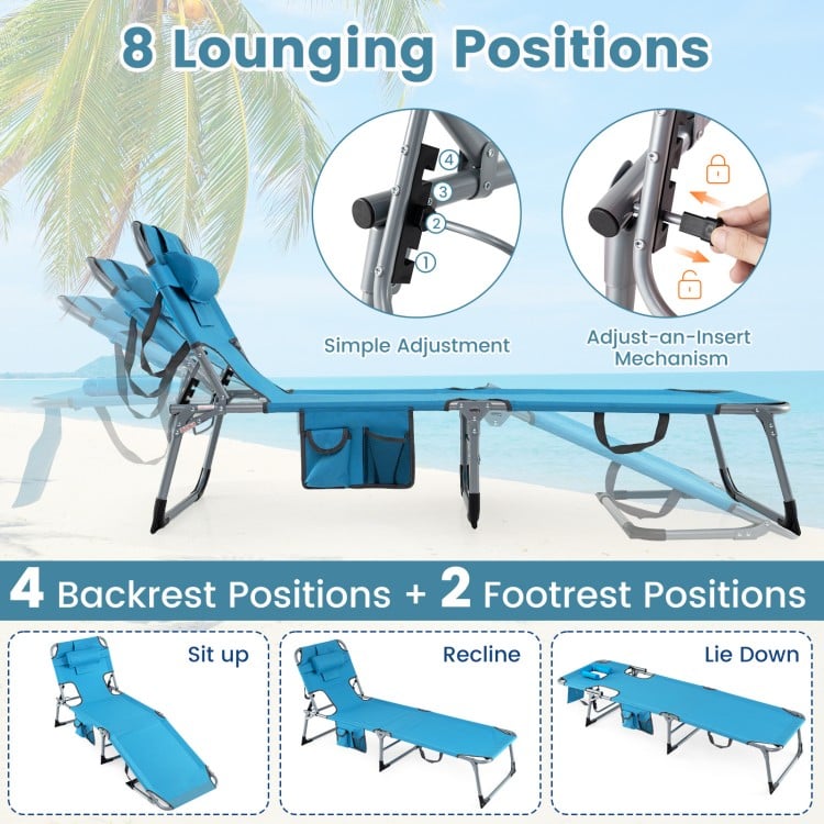 Tanning Chair with Face Arm Holes Folding Chair-Navy
