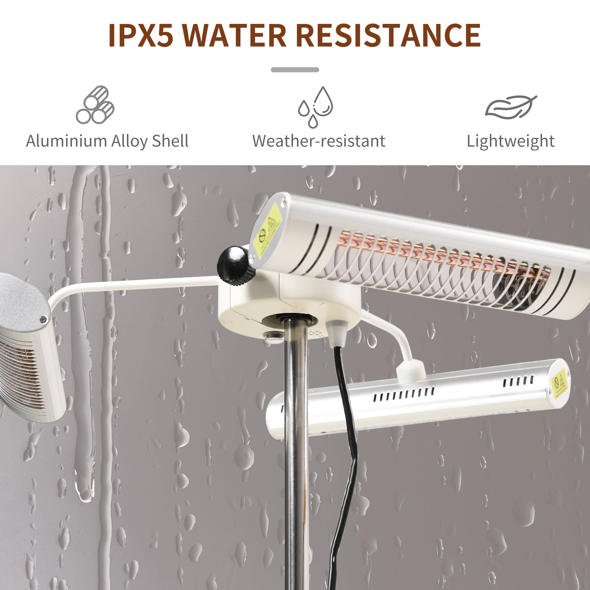 Outsunny Electric Patio Heater 3 Heating Panels Ultra-low Glare Aluminum Infrared Remote Control