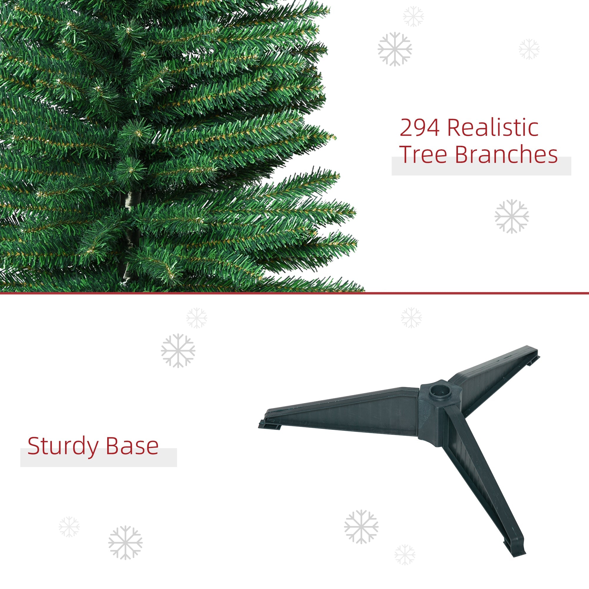 HOMCOM 5FT Artificial Christmas Tree, Pencil Christmas Tree with Realistic Branches, Stable Stand, Green