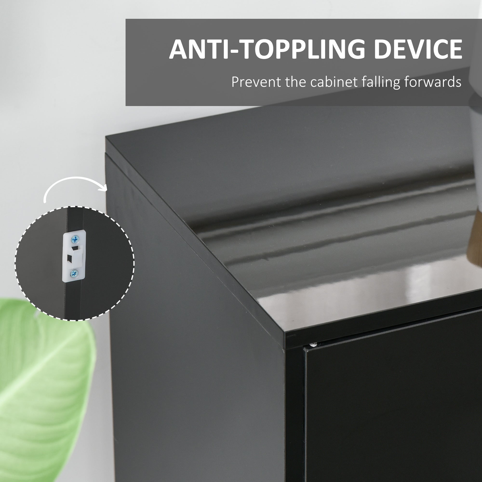 HOMCOM Modern Black Coffee Bar Cabinet: Bedroom & Living Room Sideboard with Push-Open Drawers for Streamlined Design