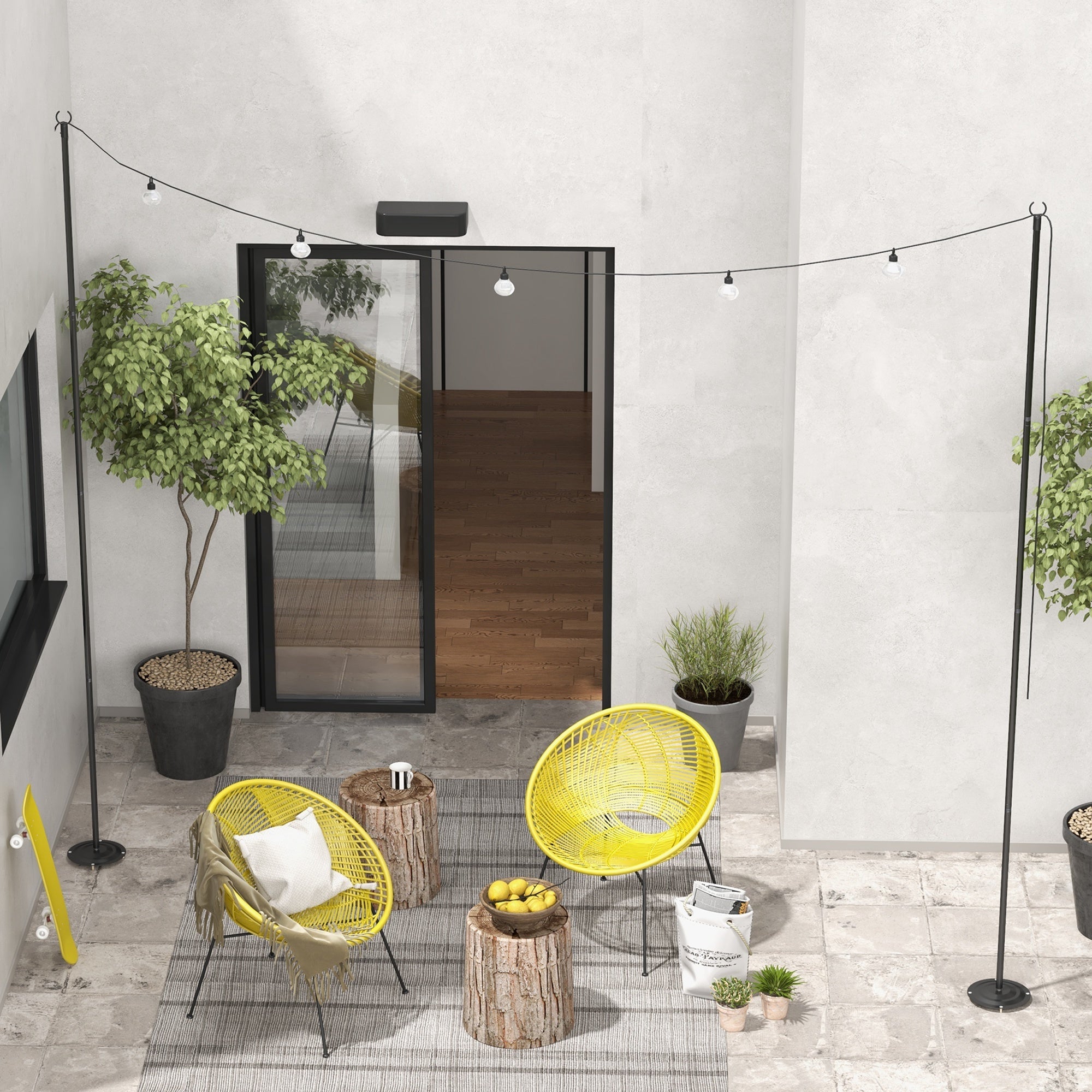 Outsunny 2 Pack of 10' String Light Poles, Steel Hanging Lighting Stand for Patio, Backyard, Deck, Wedding, Party, Black