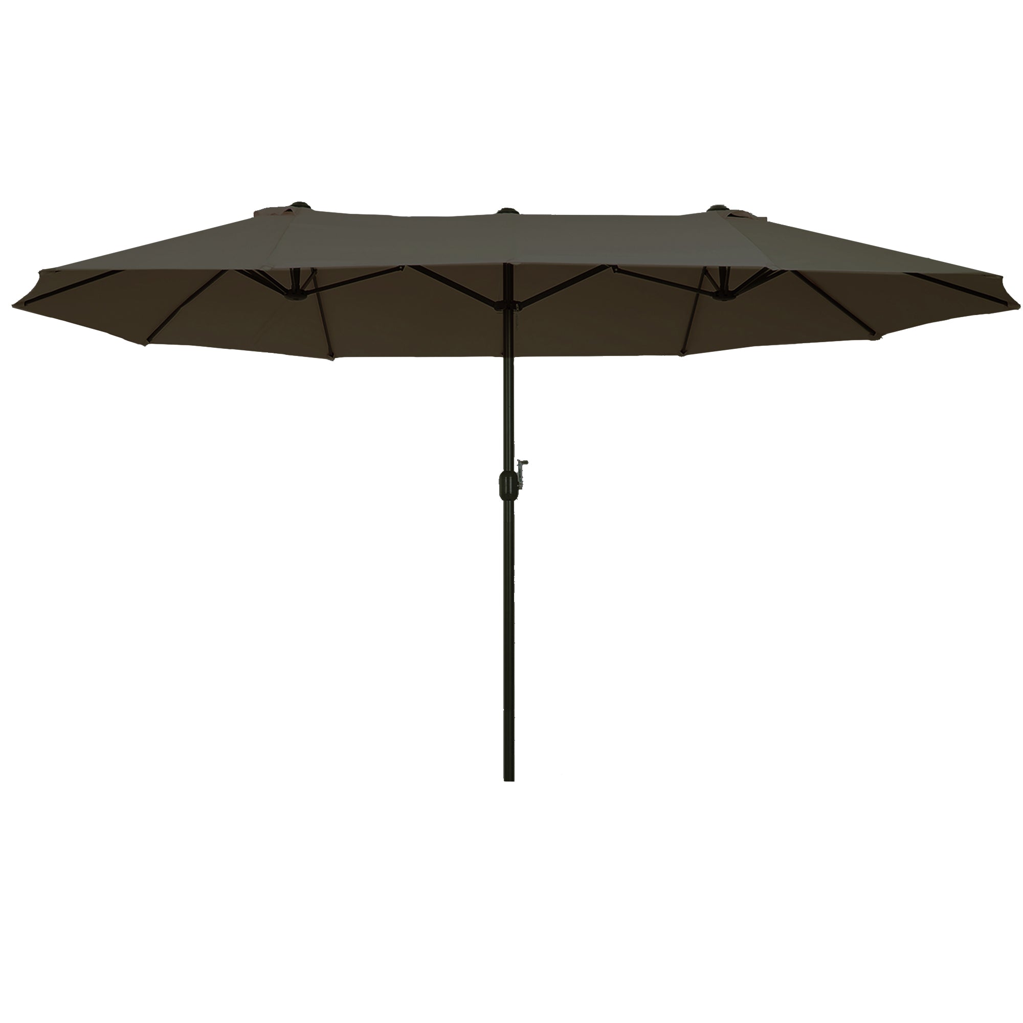 Outsunny 15' Outdoor Patio Umbrella with Twin Canopy Sunshade Steel Table Umbrella with Lift Crank Grey