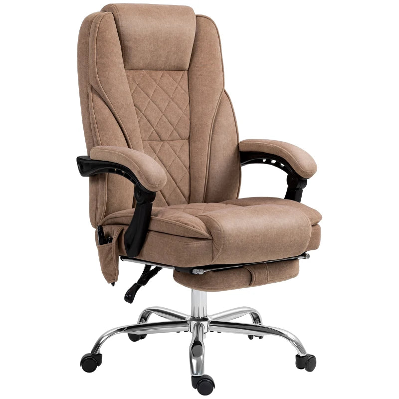 Massage Office Chair, Reclining Computer Chair with Adjustable Height and Footrest, Brown