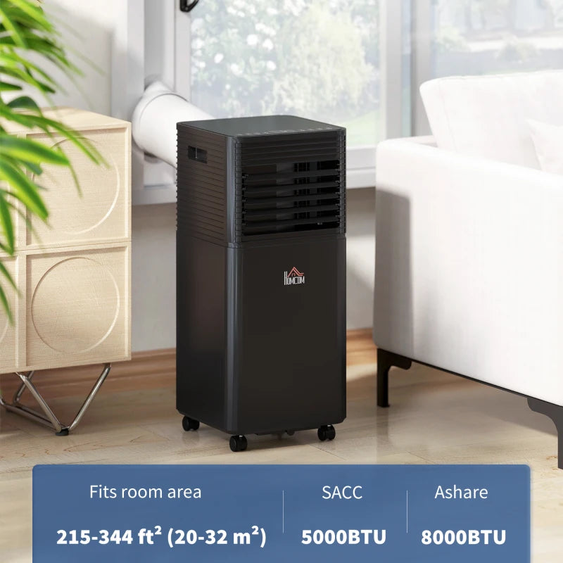 8000 BTU Portable Air Conditioner with Fan & Dehumidifier Mode, Quiet AC Unit with Remote Control, 24-Hour Timer, Black