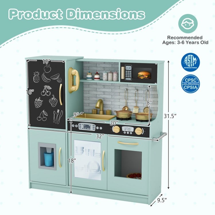 Toddler Pretend Play Kitchen for Boys and Girls 3-6 Years Old-Green