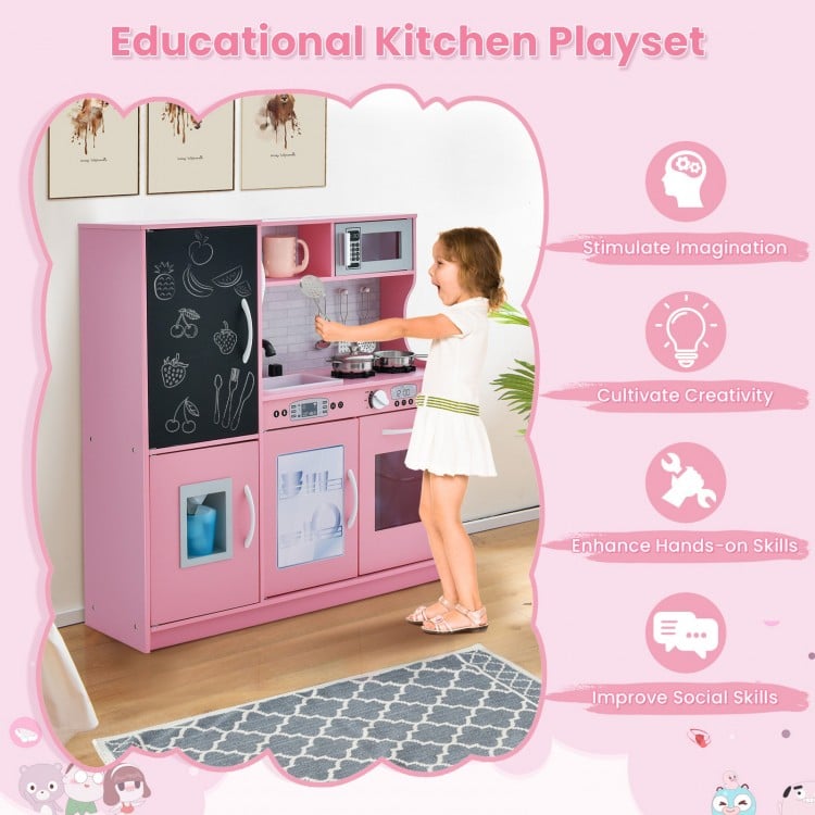Toddler Pretend Play Kitchen for Boys and Girls 3-6 Years Old-Pink
