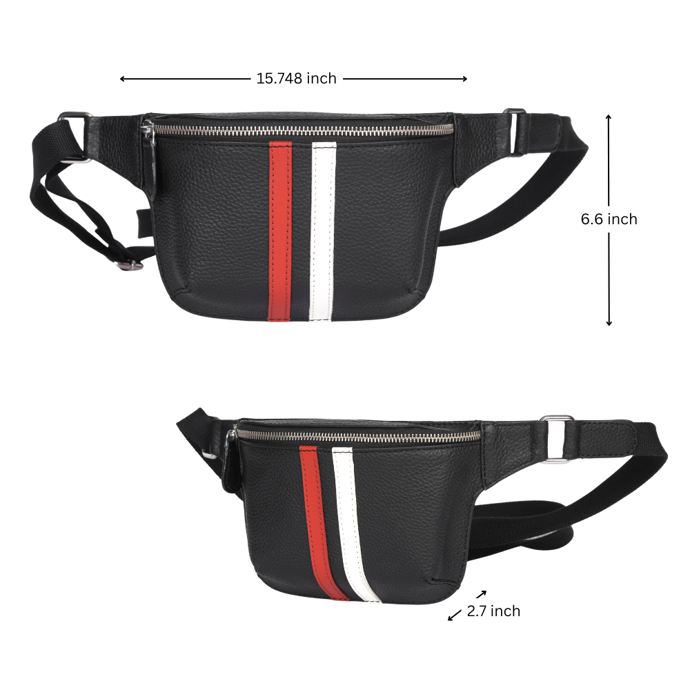 Striped Leather Fanny Bag ( MB-234 )