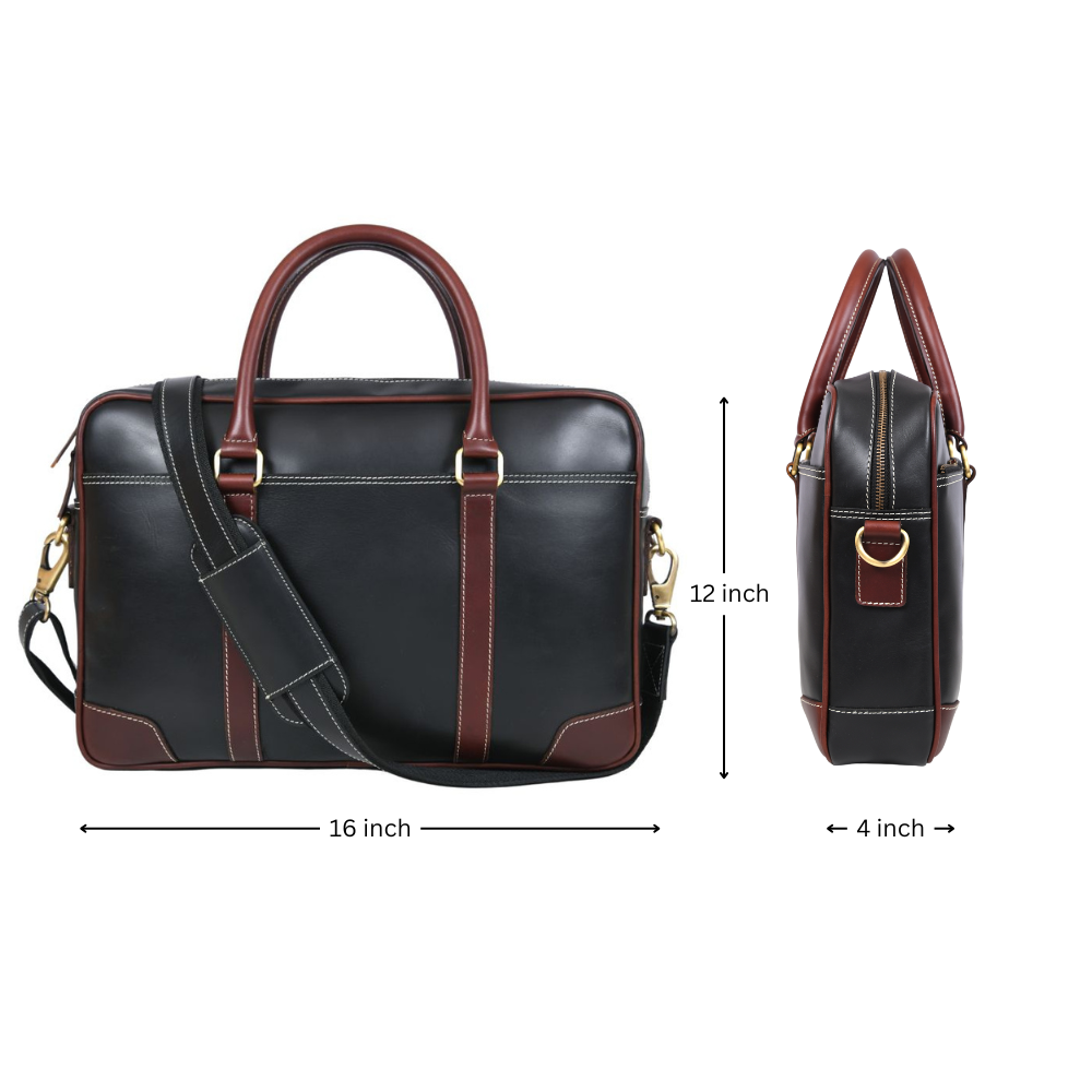 Reeds Leather Office Bag - Raven Black