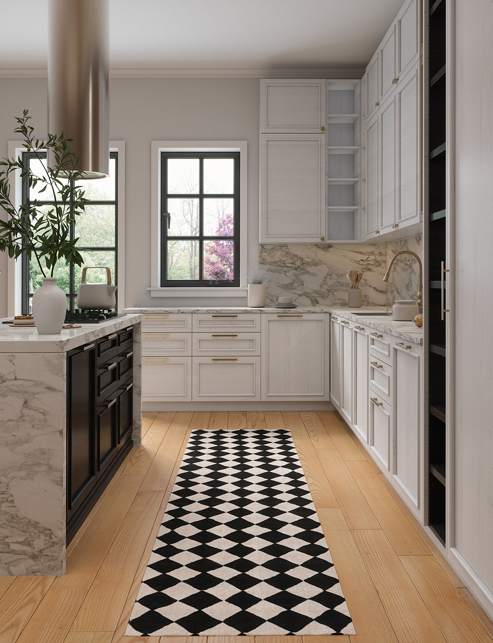 Trestres Checkered Black & Ivory Rug