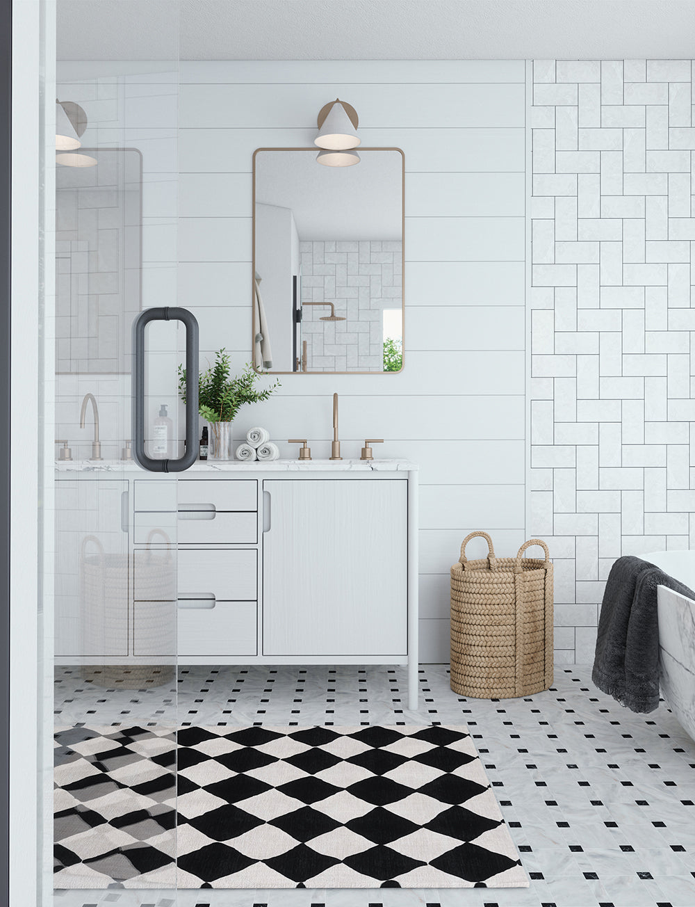 Trestres Checkered Black & Ivory Rug