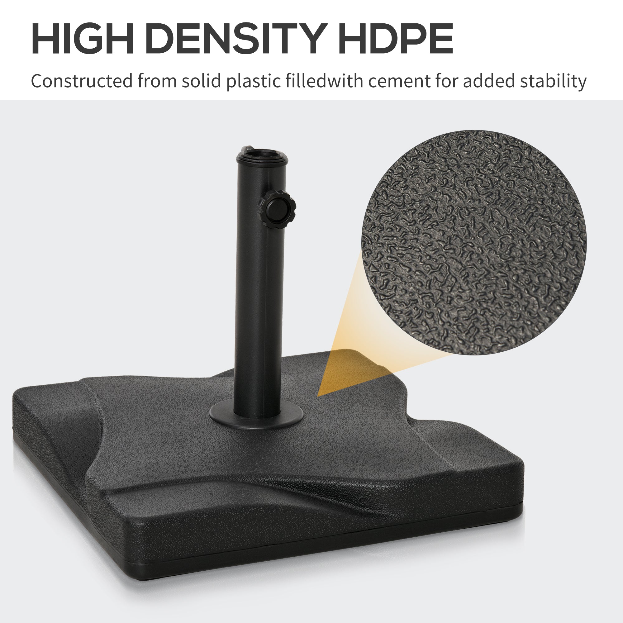 Outsunny Square Solidity: Cement Parasol Base, Outdoor Garden Patio Umbrella Stand Holder, Fits Φ32mm Φ38mm Φ48mm Pole, Black Finish