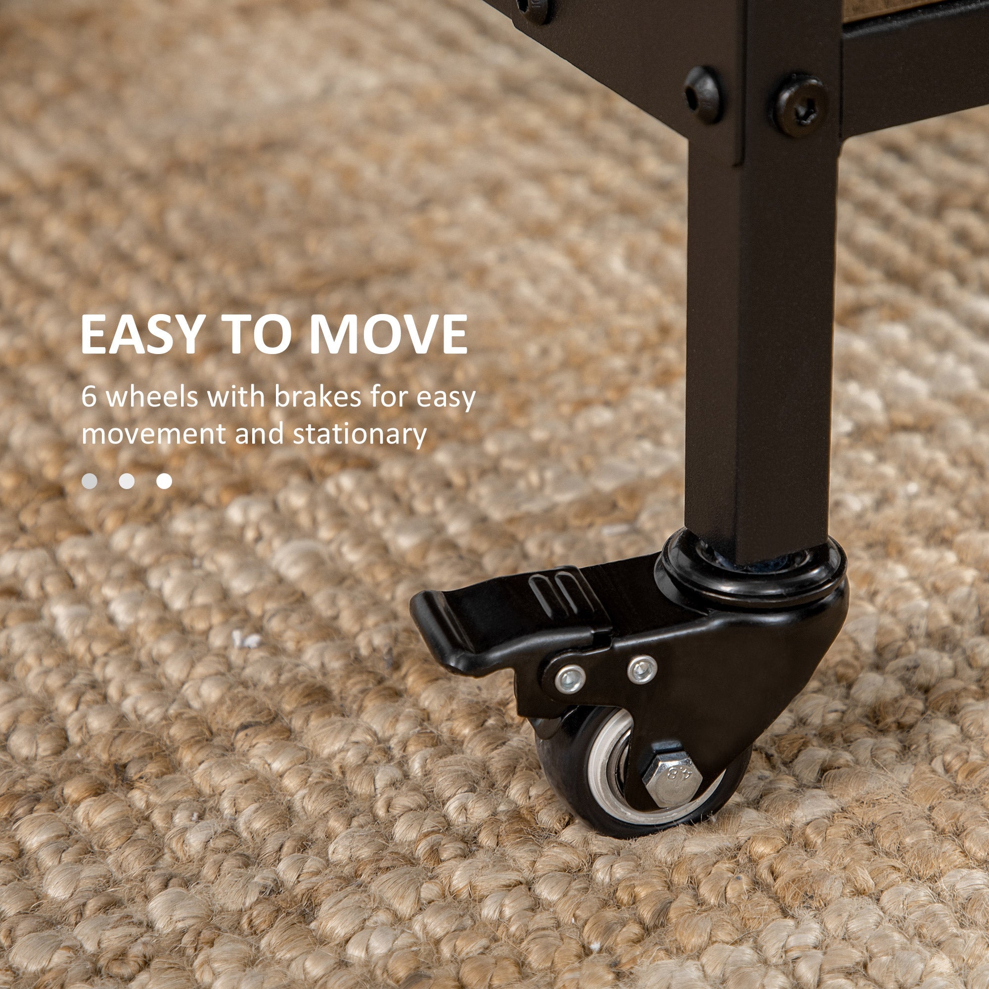 HOMCOM Mobile Folding Extendable Dining Table for Small Spaces Storage Shelf 6 Wheels Space-Saving Design