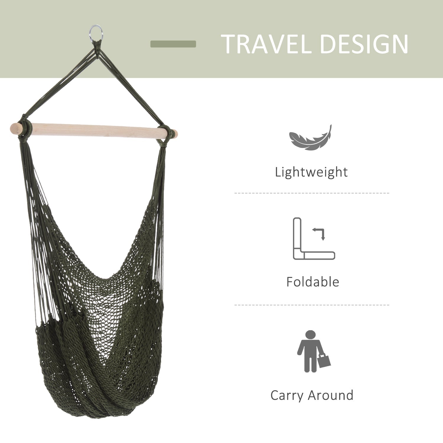 Outsunny Nylon Woven Hammock Chair Air Sky Hanging Swing Portable Outdoor Indoor Relaxation