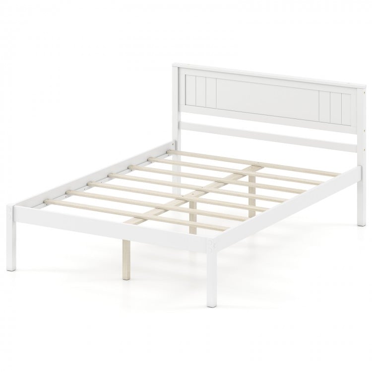 Twin/Full/Queen Size Sturdy Wooden Bed Frame with Headboard and Slat Support-Full Size
