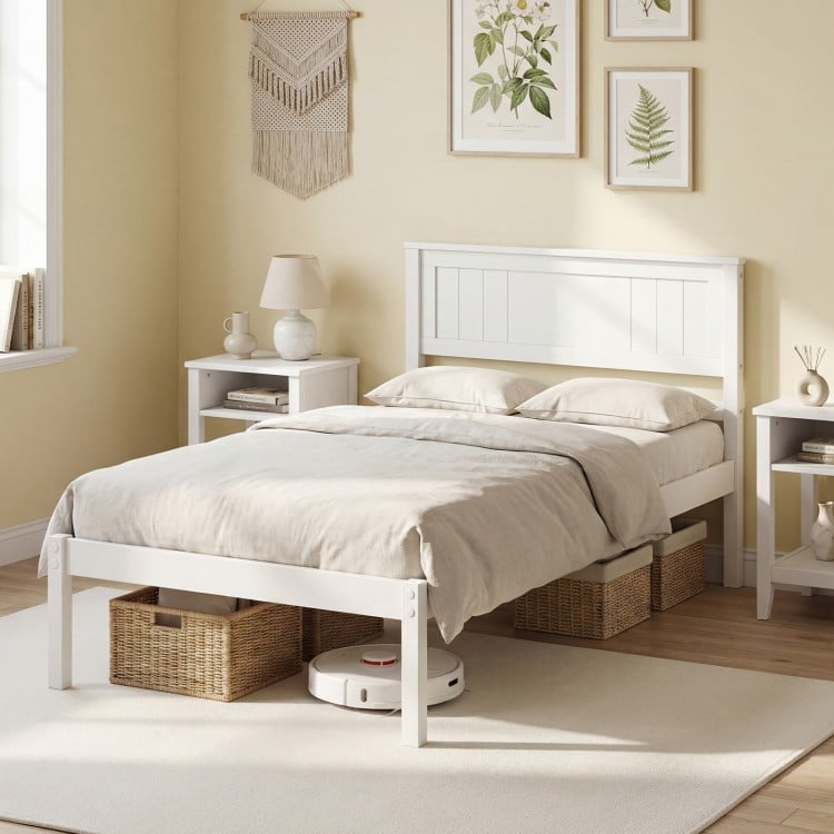 Twin/Full/Queen Size Sturdy Wooden Bed Frame with Headboard and Slat Support-Twin Size