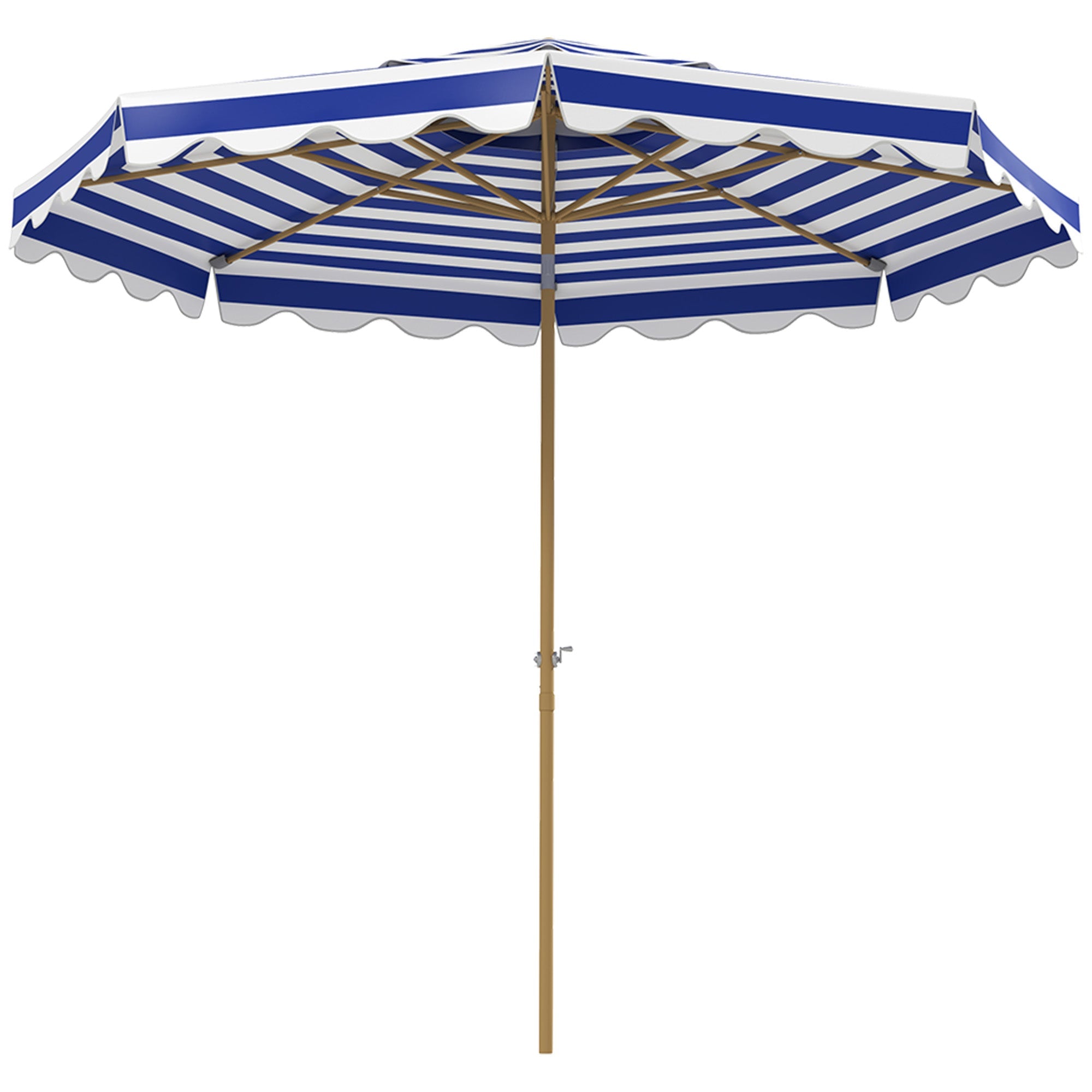 Outsunny 9FT Patio Umbrella with 8 Ribs, Crank, Tilt, UPF 50+, 2-Tier Vent for Garden, Deck, Poolside, Blue