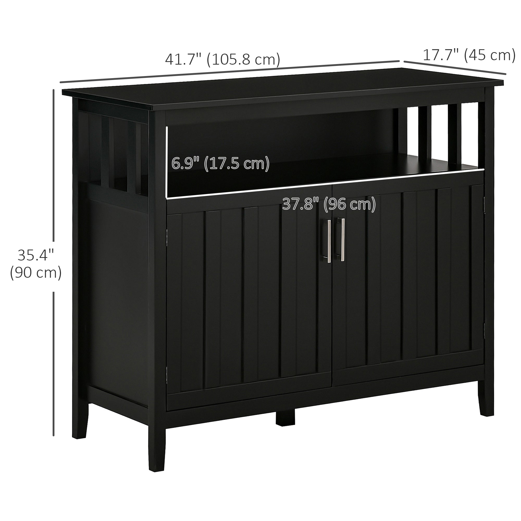 HOMCOM Black Storage Buffet Server: Sideboard Bar Cabinet Cupboard Console Table with 2 Doors and Adjustable Shelves