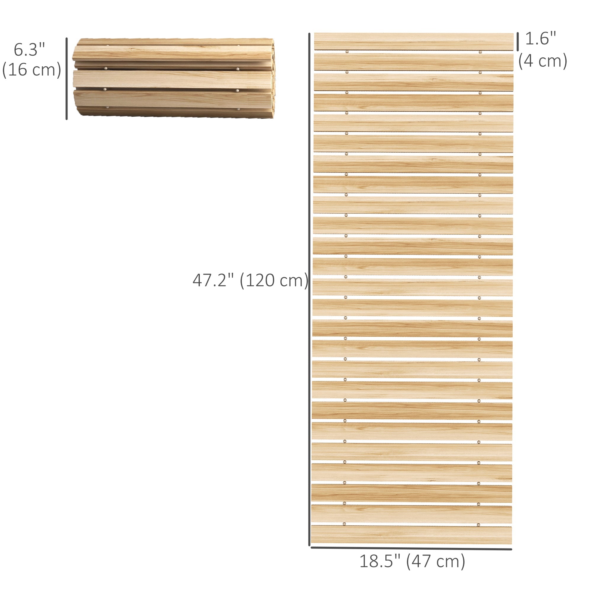 Outsunny 47" Wooden Garden Pathway, Outdoor Roll Out Straight Walkway, Garden Boardwalk for Wedding, Party, Natural Wood Finish
