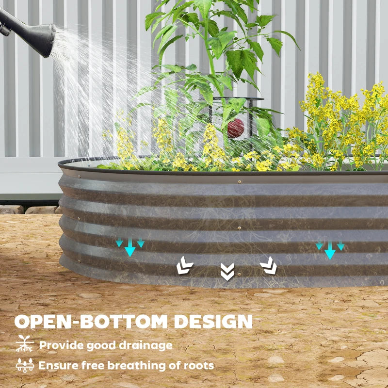 5' x 3' x 1' Large Outdoor Planter Box, Galvanized Raised Garden Bed with Metal Plant Stake, Dark Grey