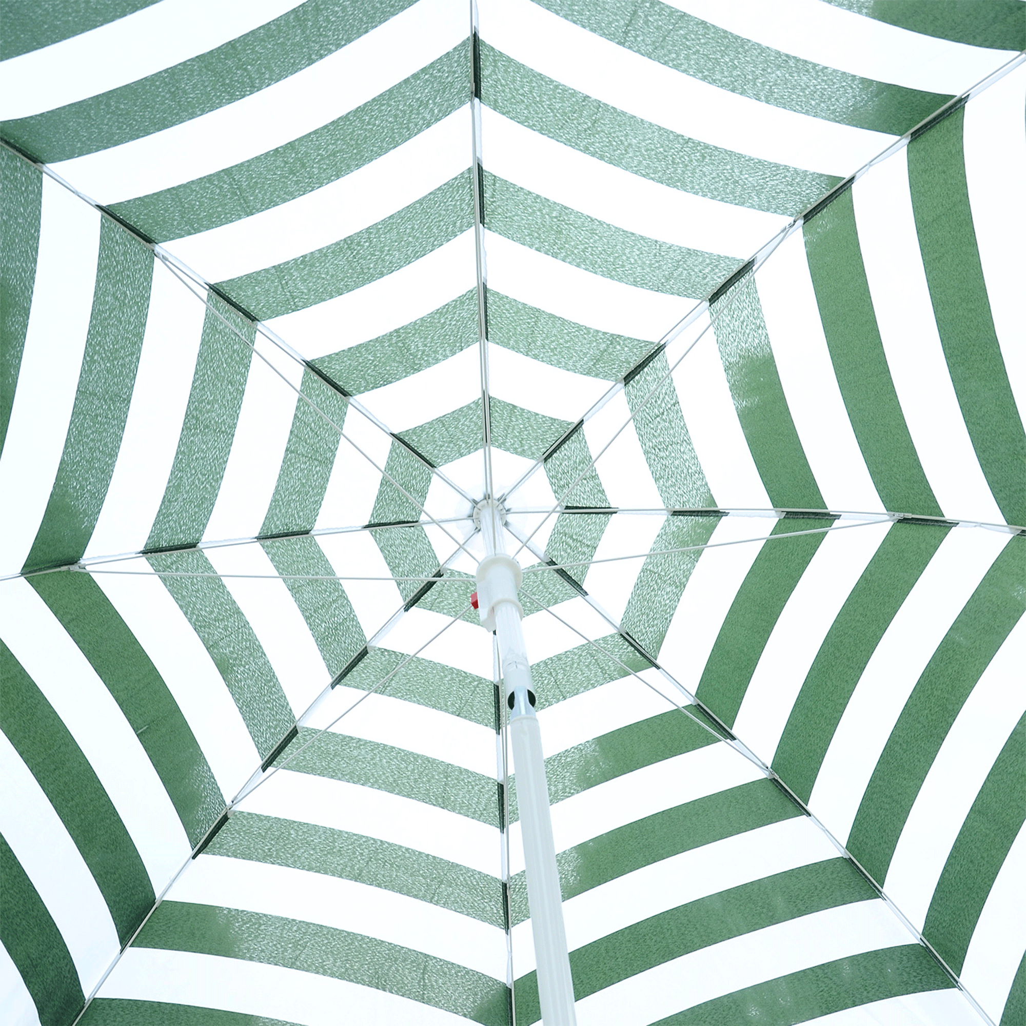 Outsunny 6FT Striped Green Round Beach Umbrella Outdoor UV Protection Sunshade Canopy Push Button Tilt