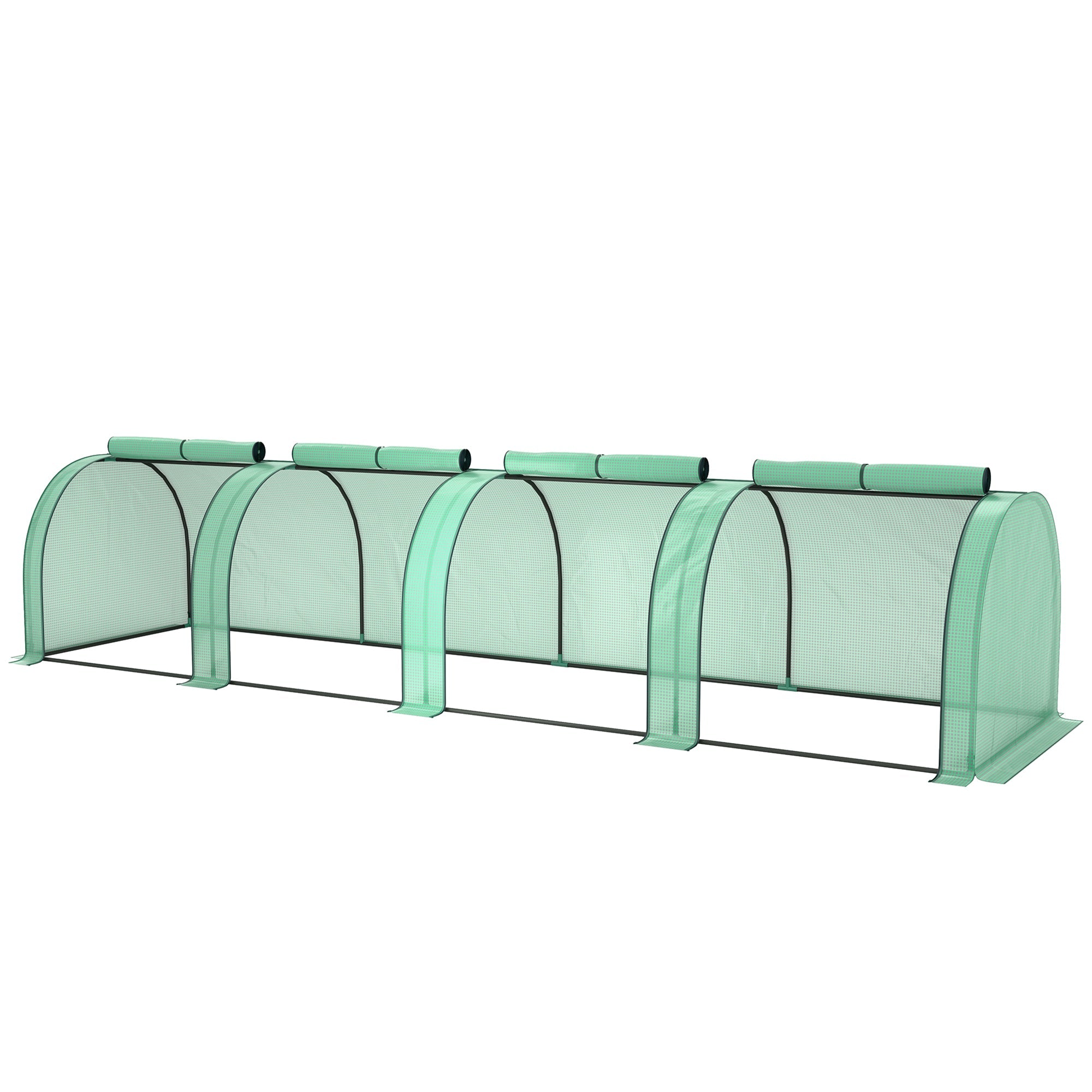 Outsunny 13' x 3.3' x 2.6' Mini Tunnel Greenhouse with PE Cover Garden Green Grow Shed with Steel Frame Zipped Doors, Green