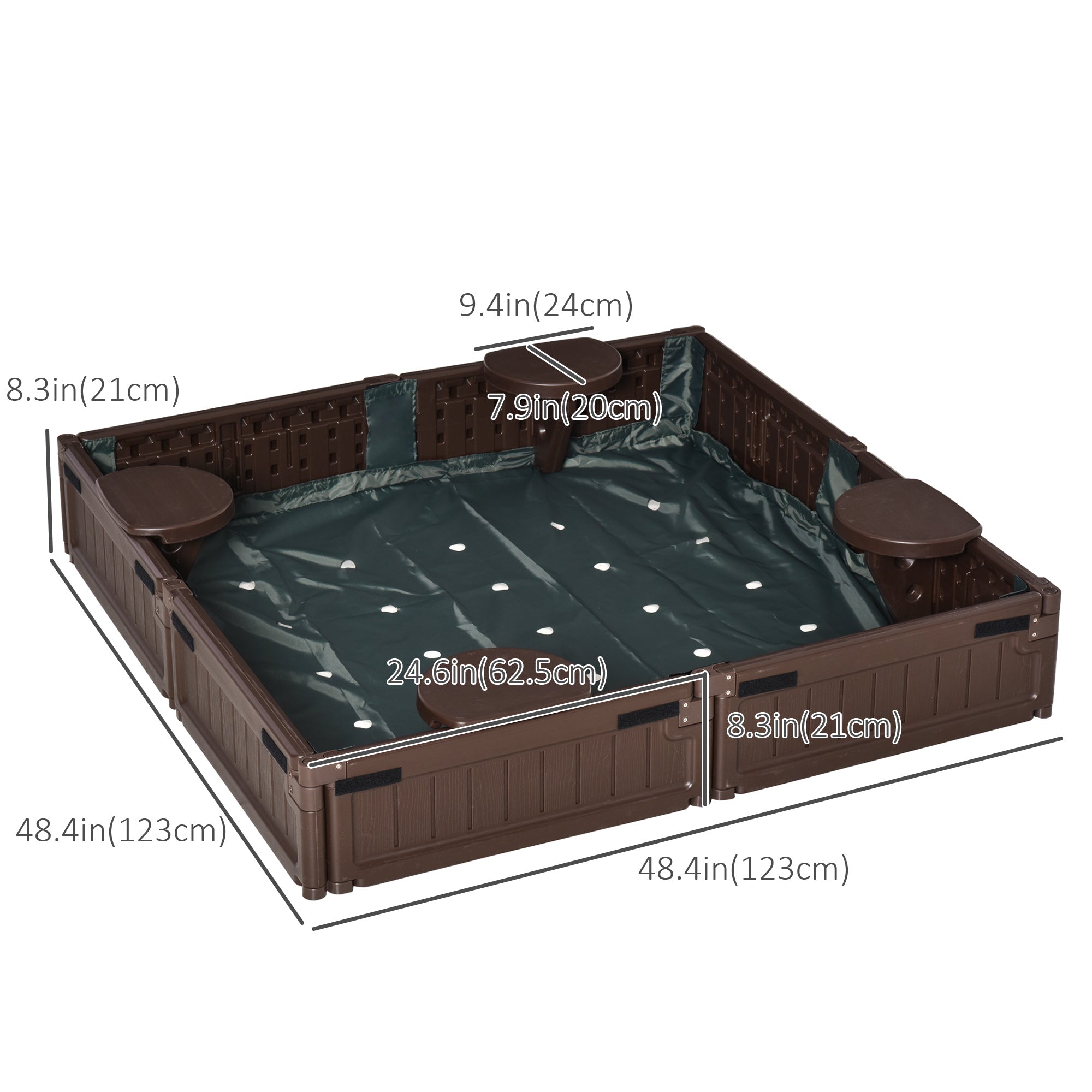 Outsunny Shaded Sandbox: Childrens Outdoor Sandbox with Shade Canopy, Bottom Liner, Durable Play Area for Ages 3-12, Backyard Brown