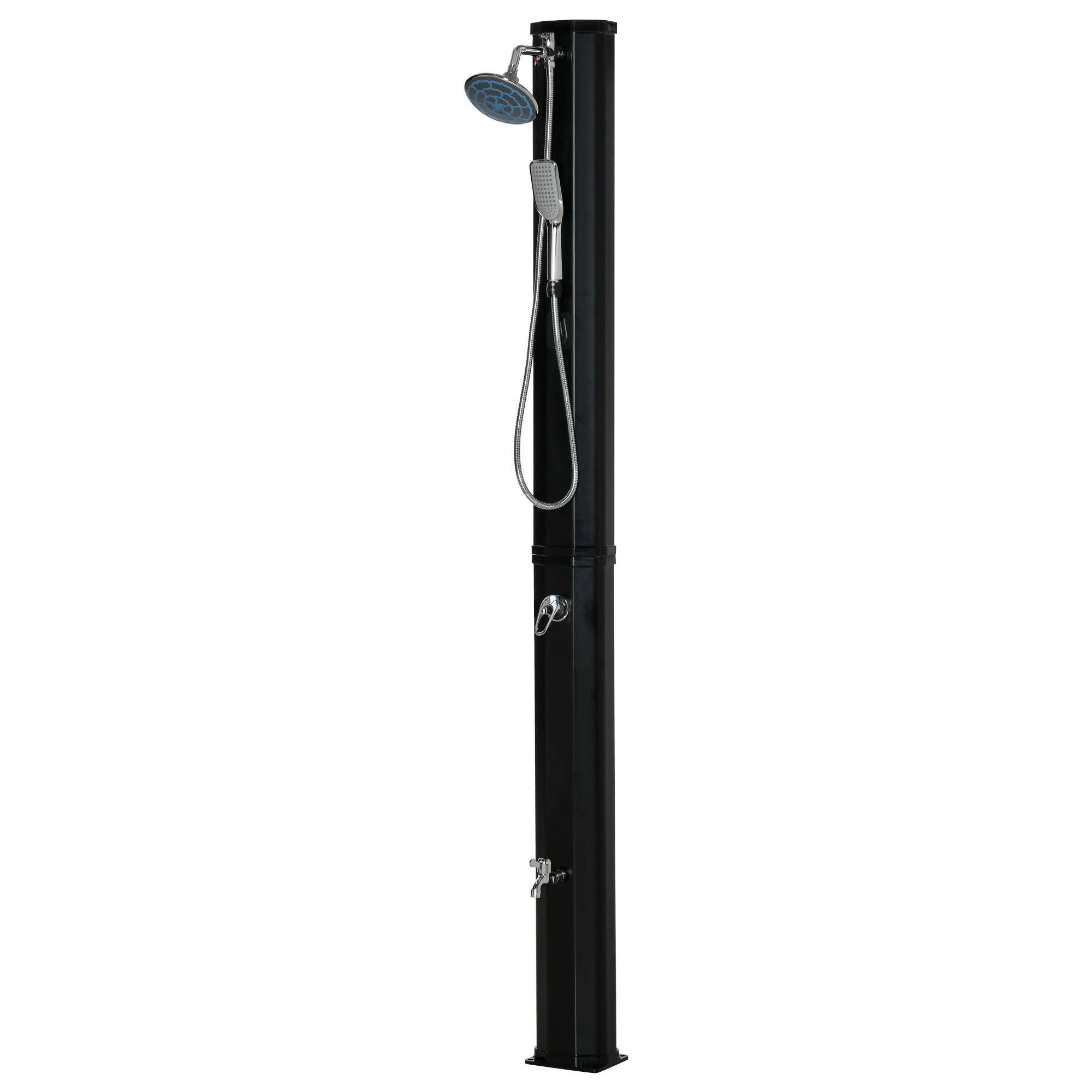 Outsunny Outdoor Solar Shower 7ft with Rotating Head Foot Faucet Temperature Pressure Adjustable