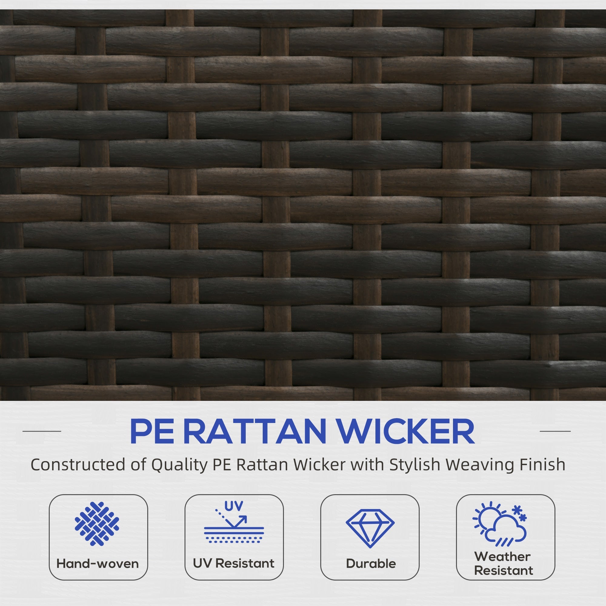 Outsunny 3 Pieces PE Rattan Patio Furniture, Wicker Conversation Corner Sofa Sets w/ Padded Cushions, Glass Top Table & Adjustable Foot