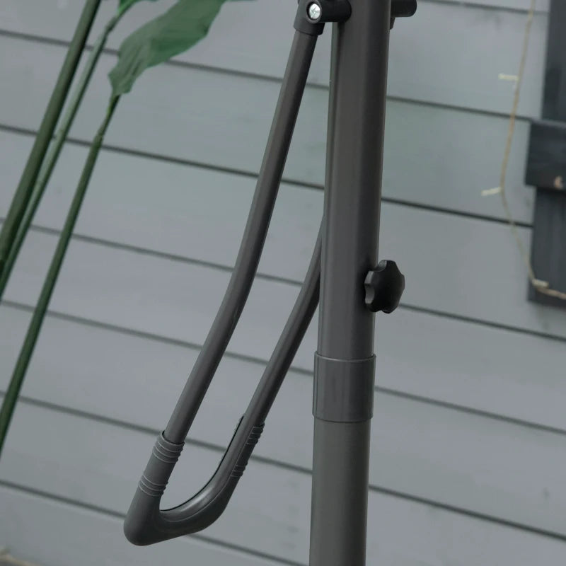 8FT Cantilever Patio Umbrella, Offset Patio Umbrella with Cross Base for Deck, Backyard, Pool and Garden, Hanging Umbrellas, Switch with a Wrench, Dark Gray