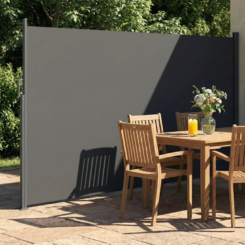 Retractable Side Awning, 165" x 73" Outdoor Privacy Screen, Water-Resistant, UV 50+, Dark Grey