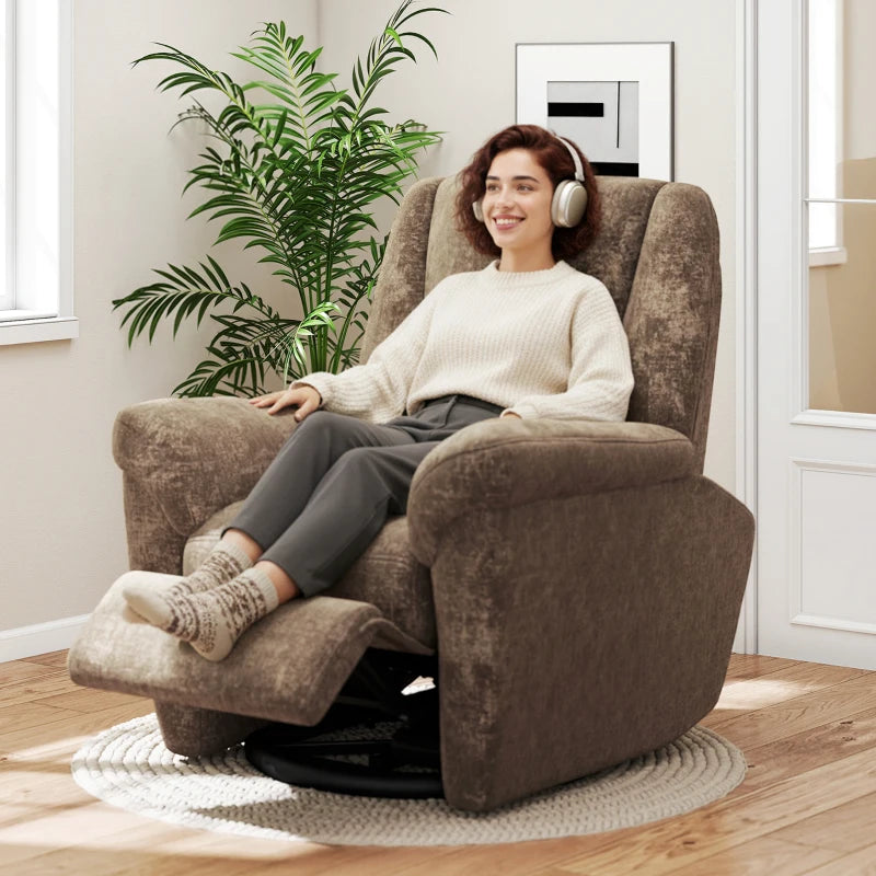 Power Recliner Chair, Fabric Upholstered Recliner Chair with USB Ports, Swivel and Rocking Function, Footrest