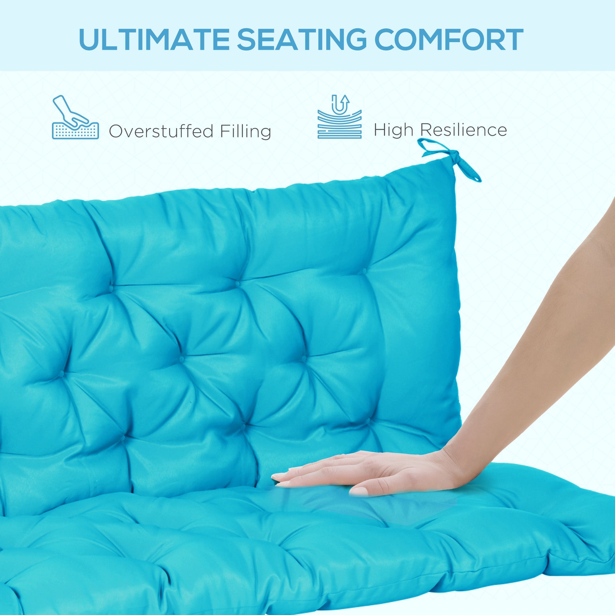 Outsunny 3 Seater Bench Swing Chair Replacement Cushions Outdoor Seat Pads Backrest Patio Garden Turquoise