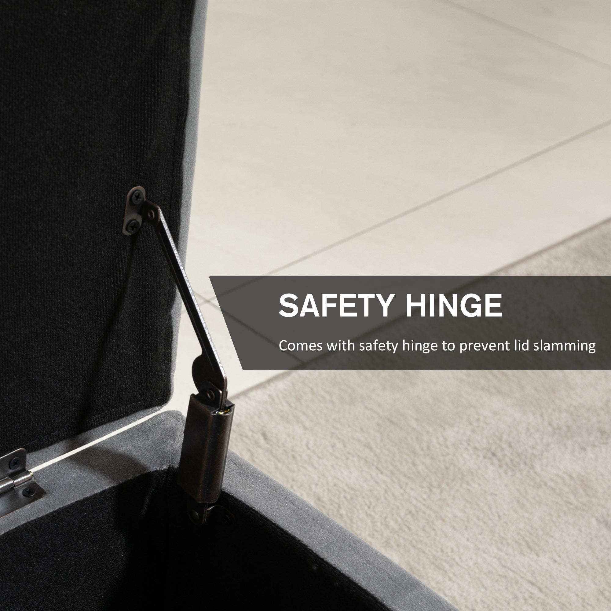 HOMCOM Fabric Storage Chest: Lift-Top Design with Wooden Legs for Versatile Seating