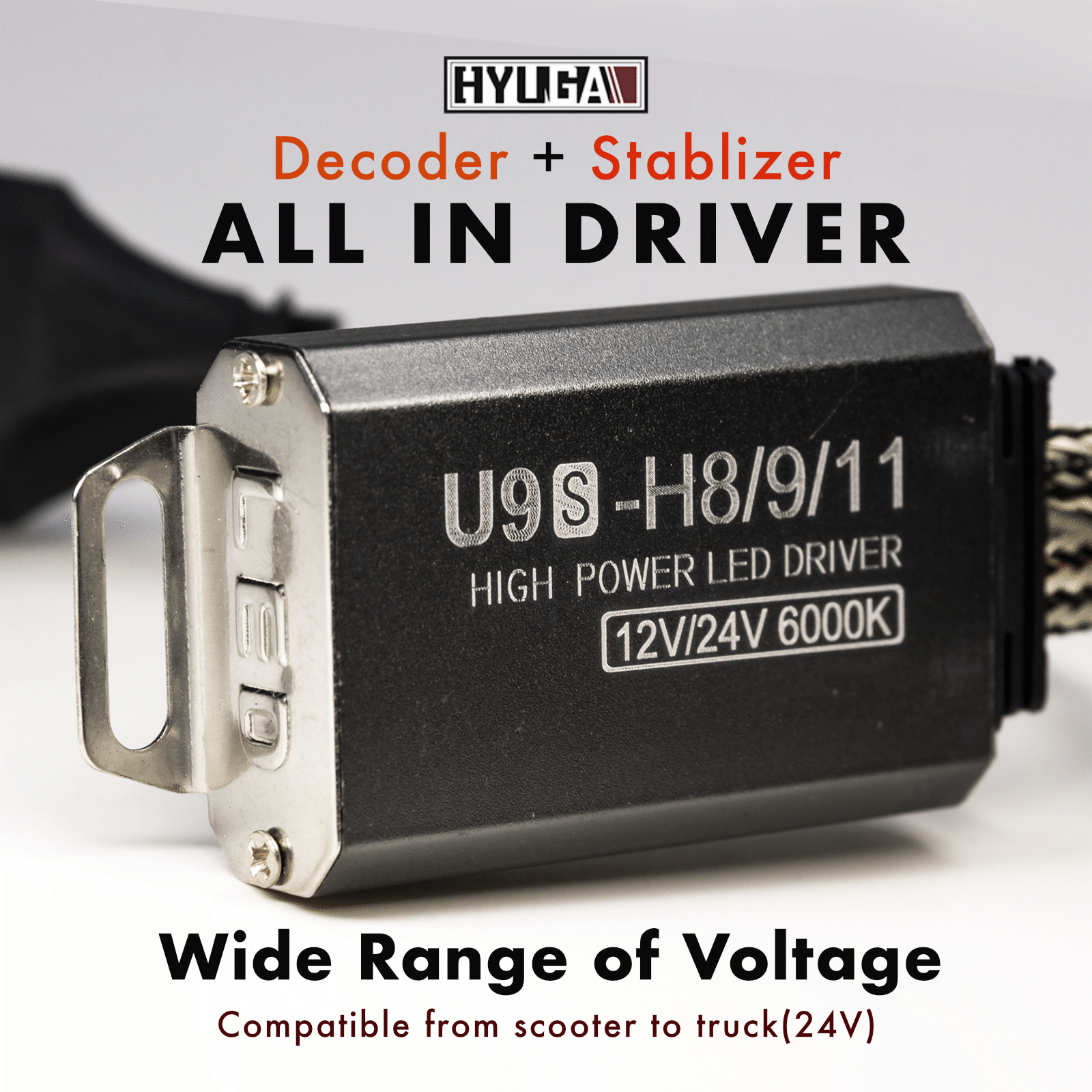 HYUGA GX827 H8 H9 H11 H16J LED Headlight Fog Light White 6500k 50W 5700LM|2 Bulbs